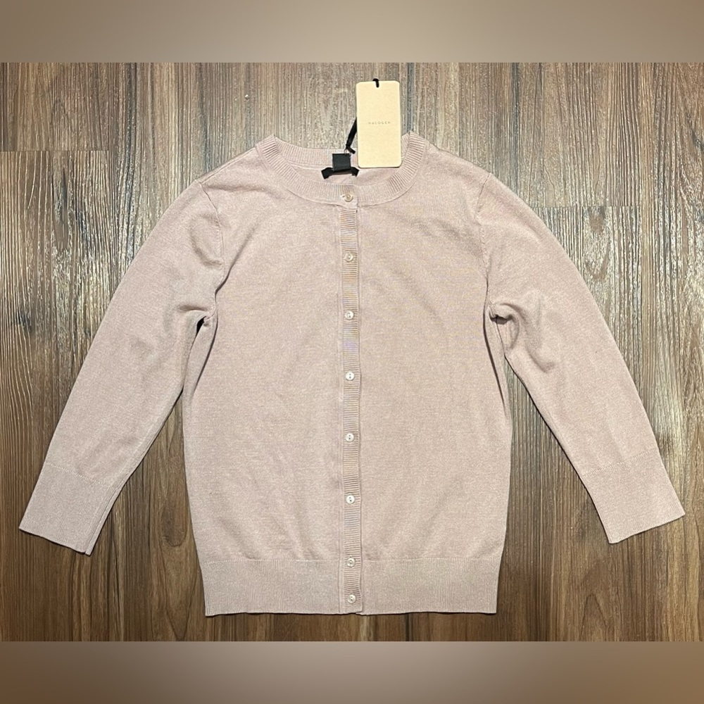 New Halogen Pink Button-Up Cardigan Sweater Top – S
